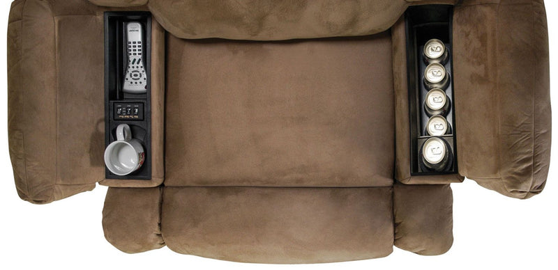 Fauteuil inclinable pivotant 5598  en suède rembourré avec rangement - moka