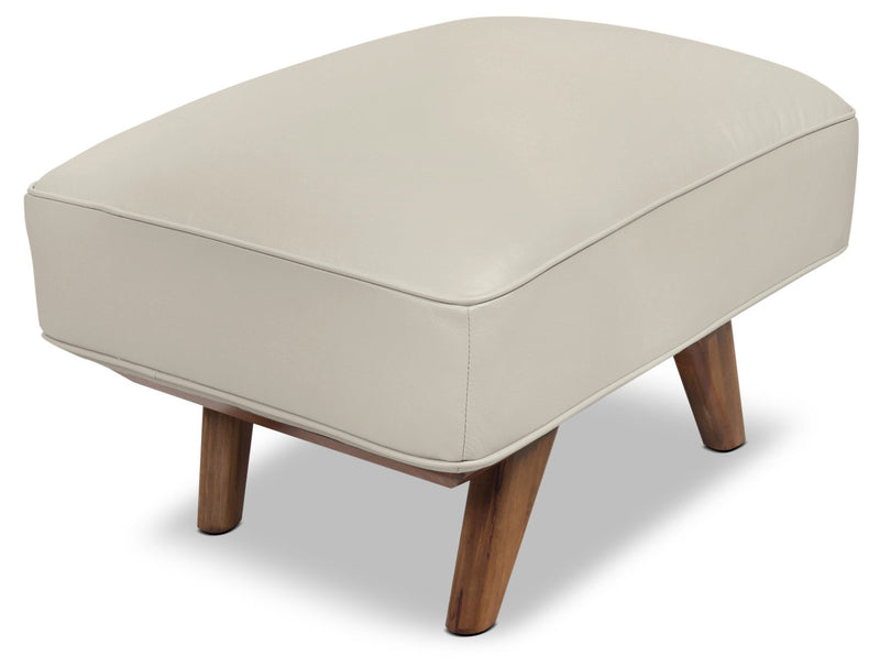 Pouf Kai en cuir véritable – argenté