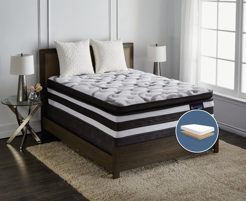 Ensemble semi-ferme plateau-coussin épais profil bas Manolo iComfort Hybride Serta lit double