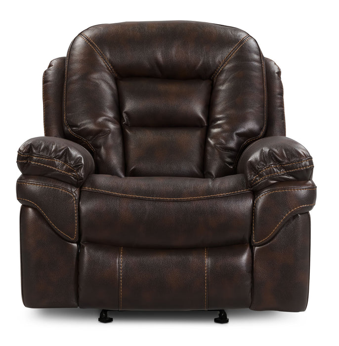 Fauteuil berçant et inclinable Leo de 41 po en tissu d’apparence cuir - brun noyer