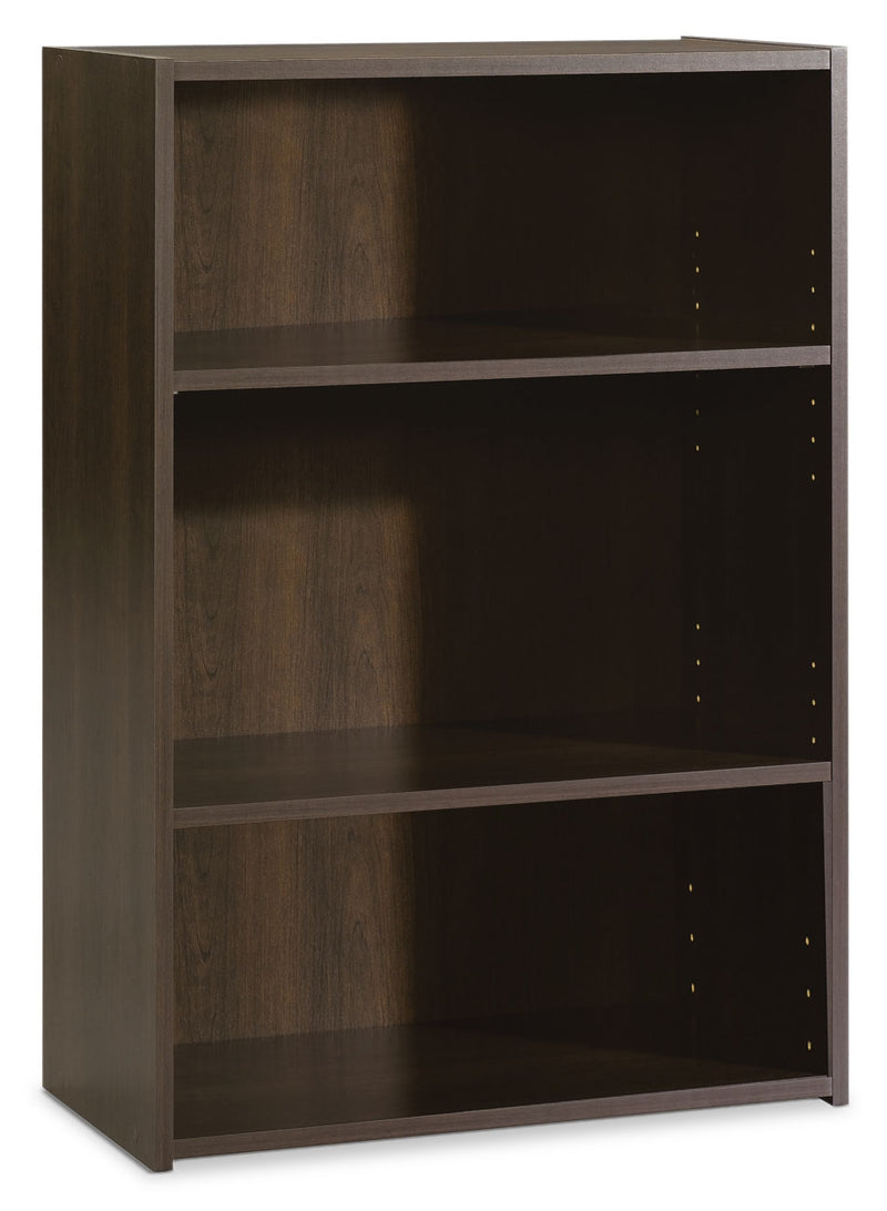 Boston 3-Shelf Bookcase - Contemporary style Bookcase in Dark Brown