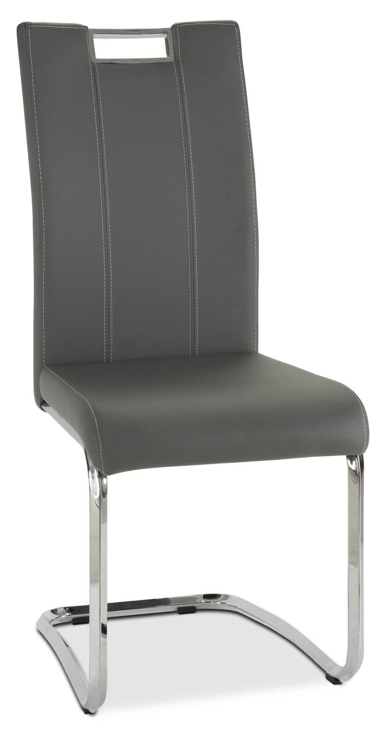 Tuxedo Dining Chair – Grey - Modern style Dining Chair in Grey Steel and Faux Leather