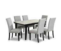  Ensemble de salle à manger Verona 7 pièces avec table de 60 po (L), dessus en marbre synthétique et 6 chaises - blanc
