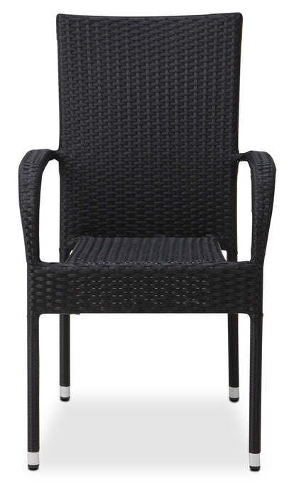Chaise Vallarta pour la terrasse à l’extérieur, osier en résine tressé à la main, résistant aux rayons UV et aux intempéries - noir