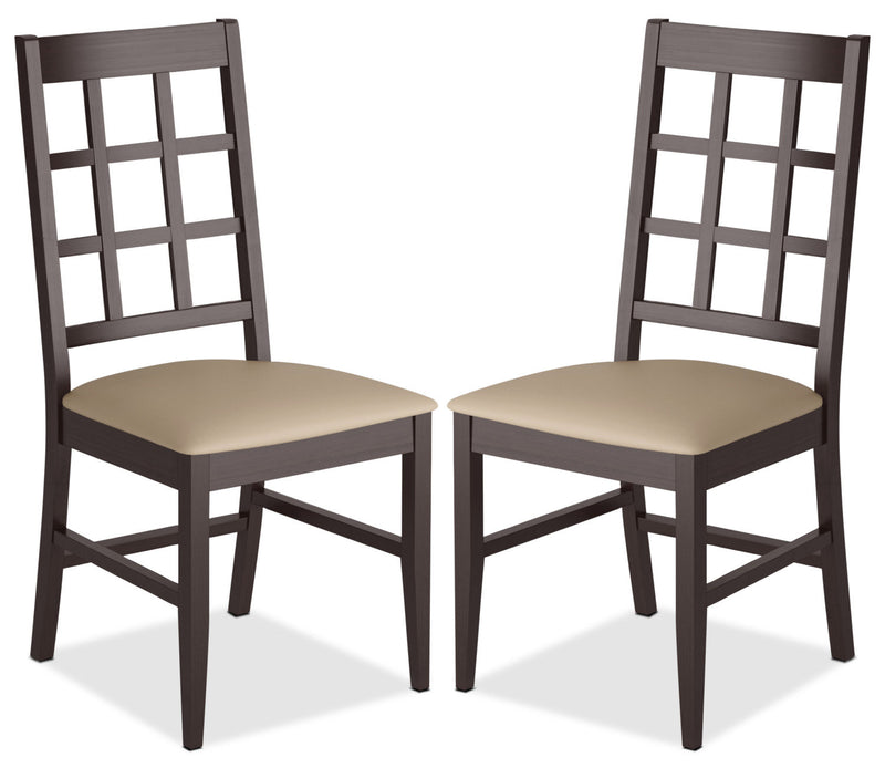 Chaise de salle à manger Atwood avec siège en similicuir, ensemble de 2 - gris