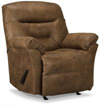 Fauteuil berçant inclinable 4579  en tissu d'apparence cuir - bière brune