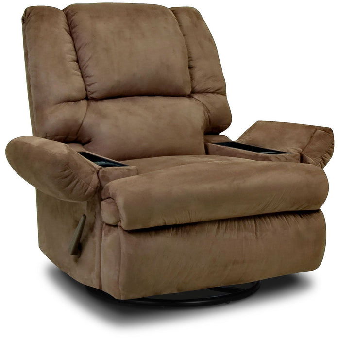 Fauteuil inclinable pivotant 5598  en suède rembourré avec rangement - moka