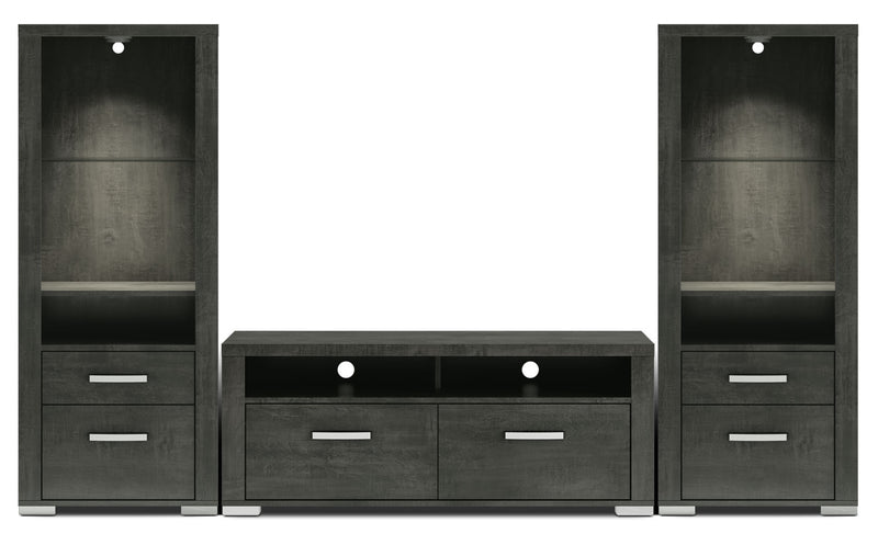 Meuble audio-vidéo Allendale 3 pièces avec ouverture pour téléviseur de 56 po et sections ouvertes