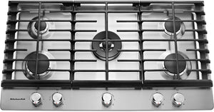 Surface de cuisson à gaz KitchenAid de 36 po à 5 éléments - acier inoxydable - KCGS556ESS