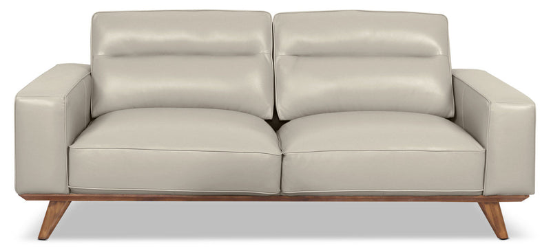 Sofa Kai en cuir véritable – argenté