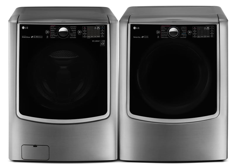 Laveuse à chargement frontal de 6,0 pi³ et sécheuse électrique de 9,0 pi³ de LG - acier graphite