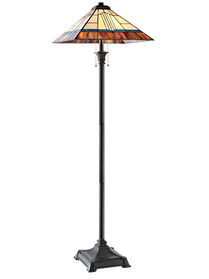 Lampe à pied Walter de 62 po de style Tiffany avec verre soufflé à la main