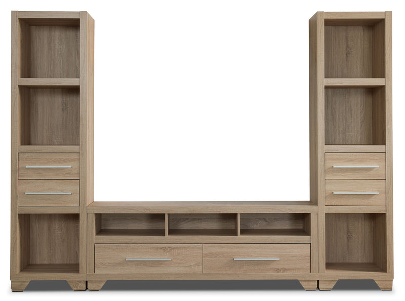 Meuble audio-vidéo Glendale 3 pièces avec ouverture pour téléviseur de 60 po - blanc vieilli