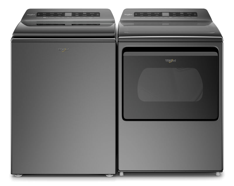 Whirlpool 5.5 Cu. Ft. Smart Top-Load Washer and 7.4 Cu. Ft. Smart Gas Dryer - Chrome Shadow
