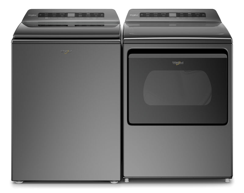 Whirlpool 5.5 Cu. Ft. Smart Top-Load Washer and 7.4 Cu. Ft. Smart Electric Dryer - Chrome Shadow