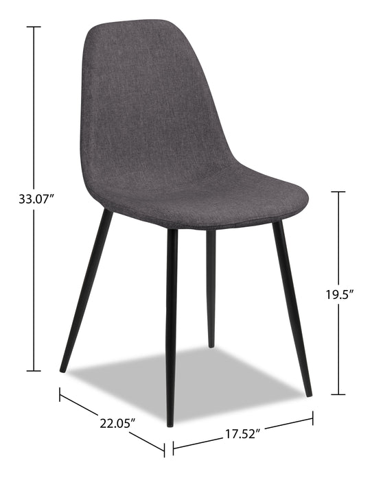Chaise de salle à manger Wilma en tissu de polyester et en métal - grise