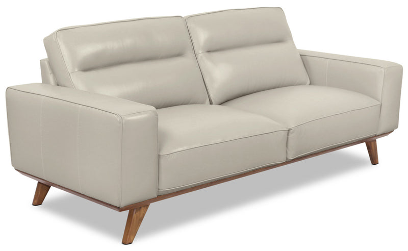 Sofa Kai en cuir véritable – argenté