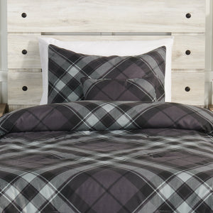 Ensemble d'édredon William 4 pièces pour lit double ou grand lit - gris