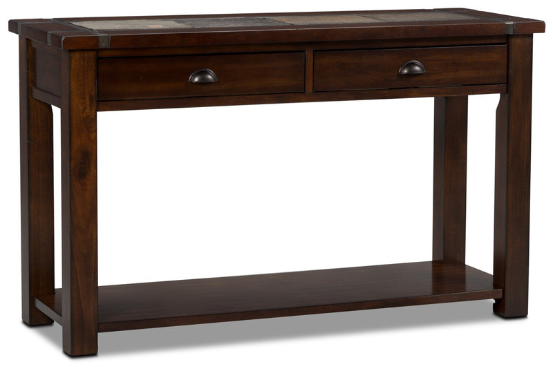 Roanoke Sofa Table - Rustic style Sofa Table in Cherry Wood/Stone
