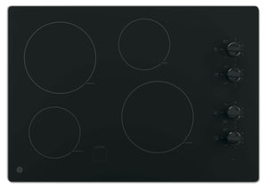 GE 30" Electric Cooktop with Built-In Knob-Control - Black|Surface de cuisson électrique GE de 30 po avec boutons de commande intégrés - noire|JP3030DB