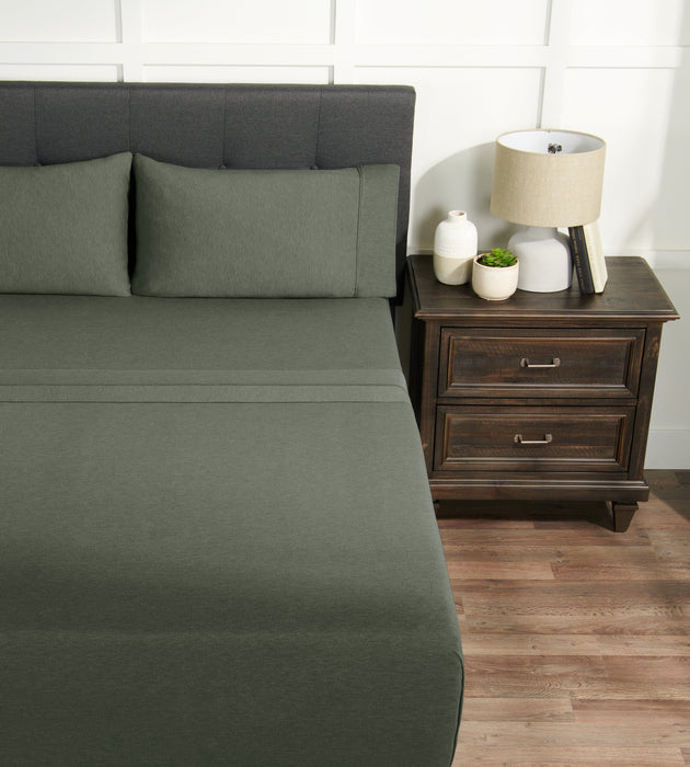 Ensemble de draps haute performance Hyper-Wool de BEDGEAR 4 pièces pour très grand lit - vert forêt