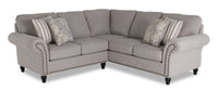  Sofa sectionnel Wynn 2 pièces fabriqué au Canada en tissu de chenille avec bordure de clous décoratifs et pattes en oignon en bois - gris