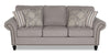Sofa Wynn de 93 po fabriqué au Canada en tissu de chenille avec bordure de clous décoratifs et pattes en oignon en bois - gris