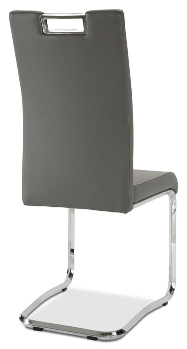 Chaise de salle à manger Tuxedo en tissu de cuir végétalien et en métal - grise