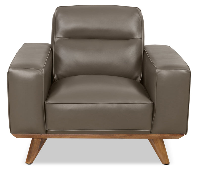 Fauteuil Kai en cuir véritable – gris