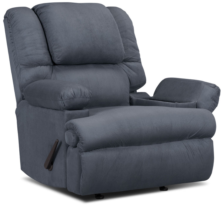 Fauteuil berçant inclinable 5598  en suède rembourré avec rangement - marine