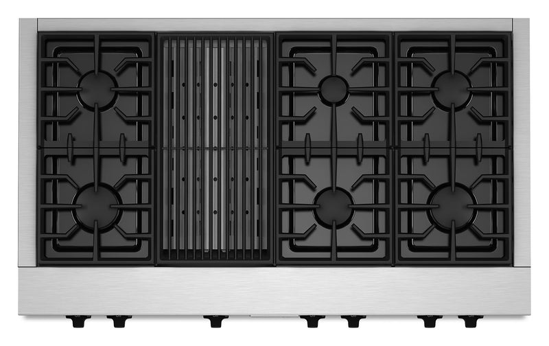 Surface de cuisson à gaz KitchenAid de 48 po de style commercial avec gril - KGCU482VSS
