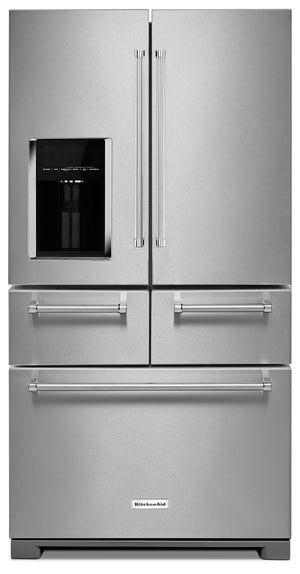 Réfrigérateur KitchenAid de 24 pi³ et de 36 po à multiples portes et à portes françaises - acier inoxydable - KRMF706ESS