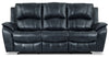 Sofa à inclinaison électrique Kory en tissu apparence cuir – bleu foncé