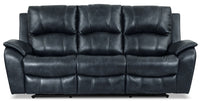 Sofa à inclinaison électrique Kory en tissu apparence cuir – bleu foncé