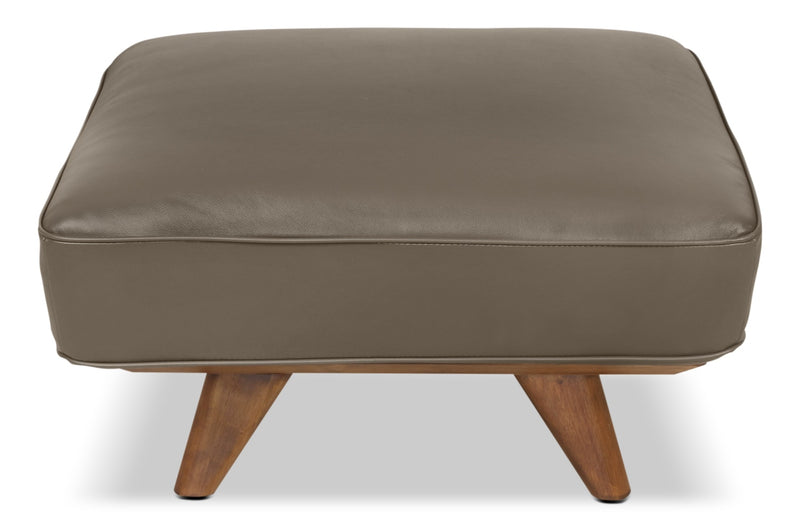 Pouf Kai en cuir véritable – gris