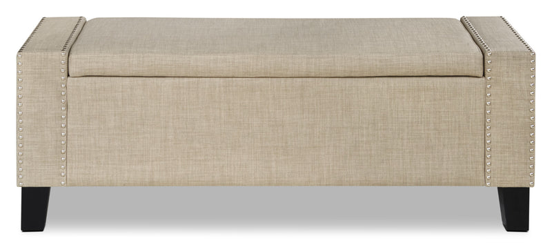 Pouf de rangement Milan de 53,5 po - apparence lin beige
