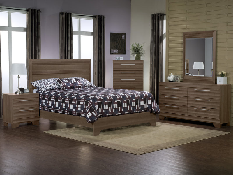 Ensemble de chambre à coucher Olivia 7 pièces avec grand lit ou lit double - gris