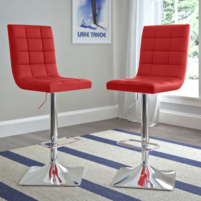 Tabouret bar réglable Axel à dossier haut, ensemble de 2 - rouge