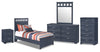 Ensemble de chambre à coucher Leo 7 pièces avec lit double à panneaux 