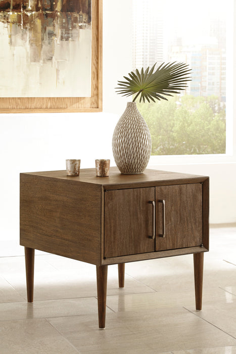 Table de bout rétro Kisper de 22,13 po avec rangement - bois brun foncé
