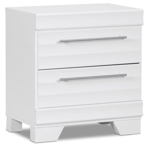Table de nuit Olivia de 23,5 po (L) x 25,2 po (H) à 2 tiroirs, fabriquée au Canada - blanche
