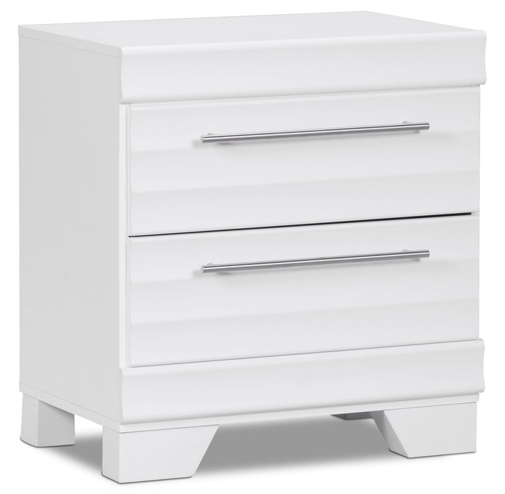 Table de nuit Olivia de 23,5 po (L) x 25,2 po (H) à 2 tiroirs, fabriquée au Canada - blanche
