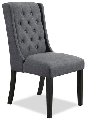 Chaise de salle à manger York en tissu d’apparence lin avec bordure de clous décoratifs - grise