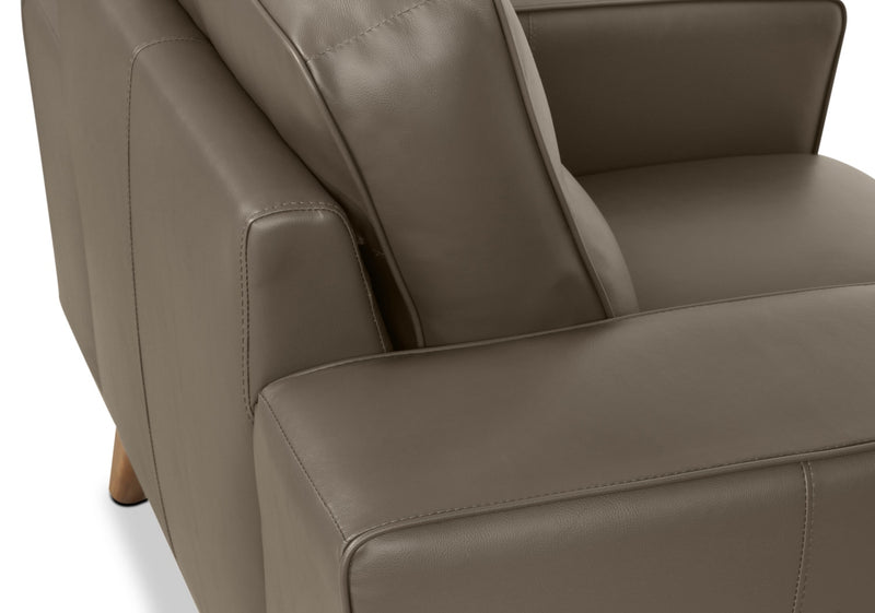 Fauteuil Kai en cuir véritable – gris
