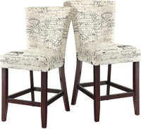 Chaise à écritures françaises de hauteur comptoir - ensemble de 2