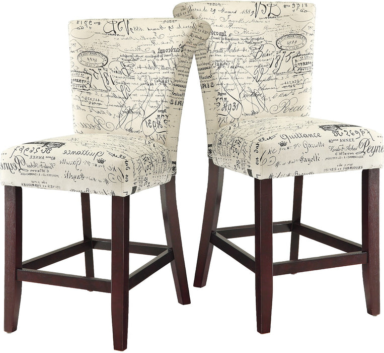 Chaise à écritures françaises de hauteur comptoir - ensemble de 2