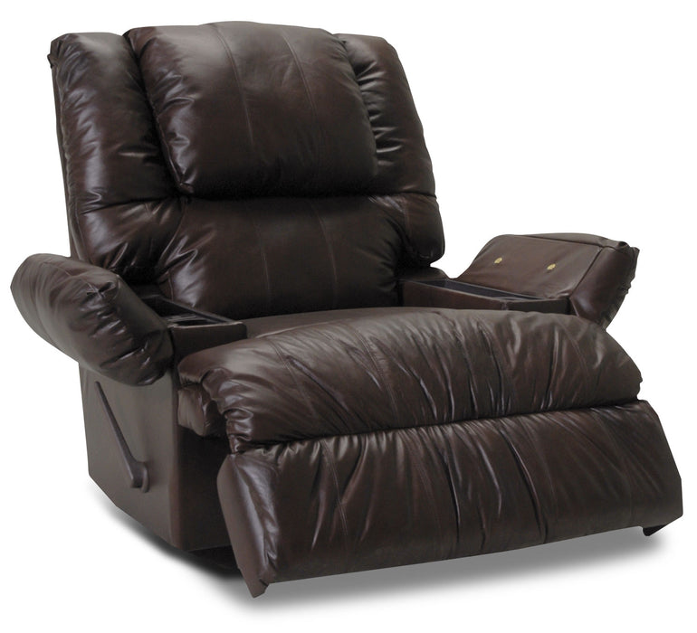 Fauteuil berçant inclinable 5598  en cuir véritable avec accoudoirs de rangement - chocolat