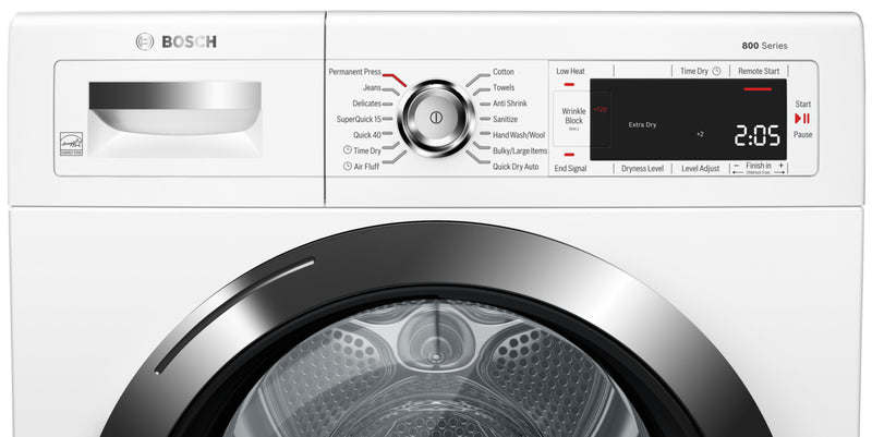 Sécheuse compacte sans évacuation d'air Bosch de série 800 de 4,0 pi3 avec application Home Connect - WTG865H2UC