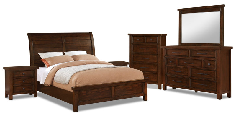 Ensemble de chambre à coucher Sonoma 8 pièces avec grand lit - manguier poli