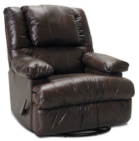 Fauteuil inclinable pivotant et coulissant 5598  en cuir véritable avec accoudoirs de rangement - chocolat